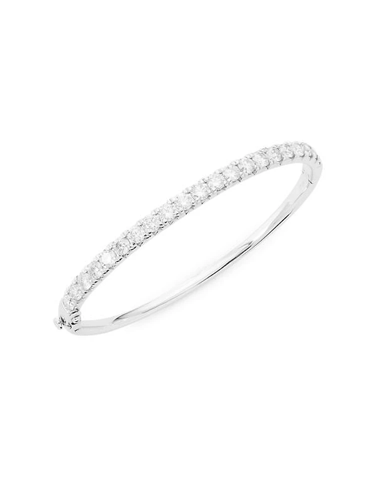 14K White Gold & TCW Diamond Bangle