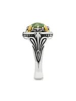 Heirloom Sterling Silver, 18K Yellow Gold & Aventurine Doublet Ring