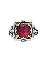 Alcea Sterling Silver, 18K Yellow Gold & Ruby Doublet Ring