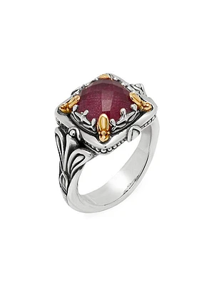 Alcea Sterling Silver, 18K Yellow Gold & Ruby Doublet Ring