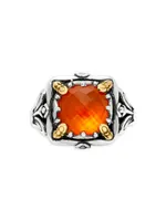 Scion Sterling Silver, 18K Yellow Gold & Carnelian Doublet Ring