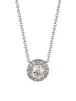 14K White Gold & 0.50 TCW Diamond Round Pendant Necklace