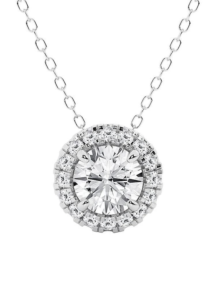 14K White Gold & 0.50 TCW Diamond Round Pendant Necklace