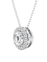 14K White Gold & 0.50 TCW Diamond Round Pendant Necklace