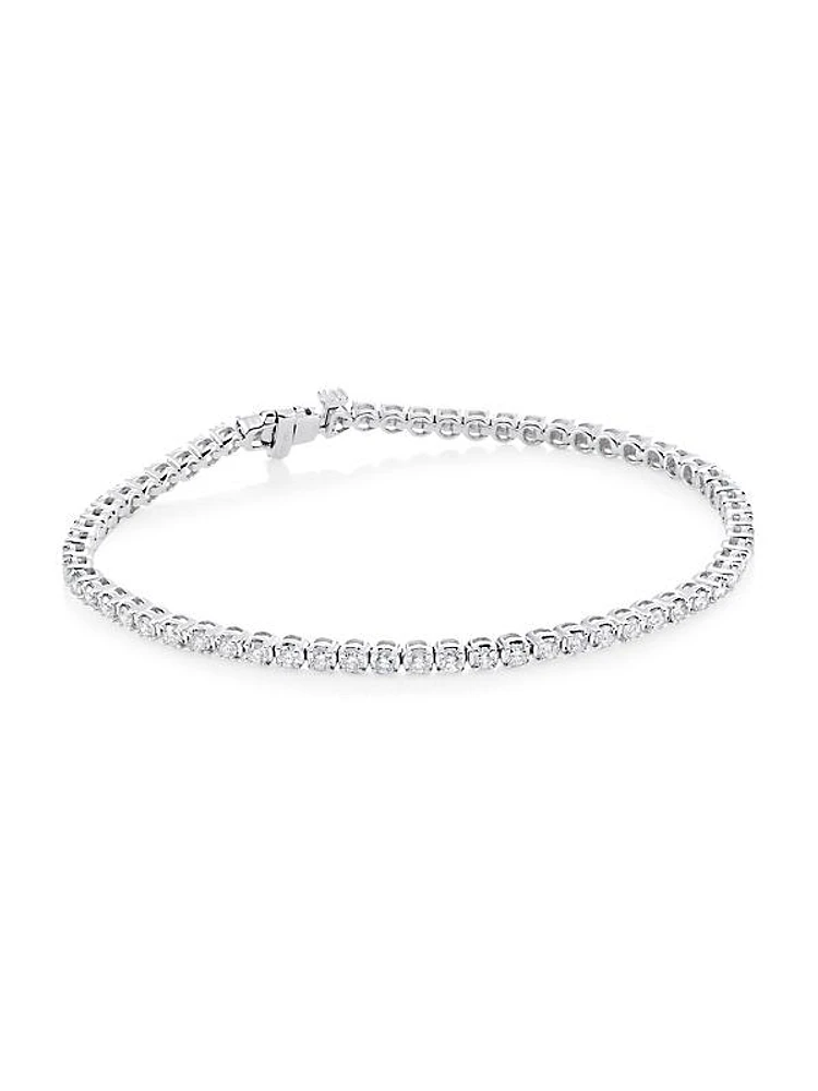 14K White Gold & 2 TCW Diamond Tennis Bracelet