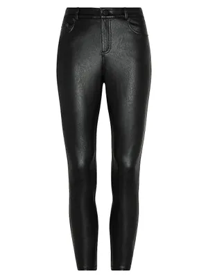 Mid-Rise Faux Leather Skinny Pants