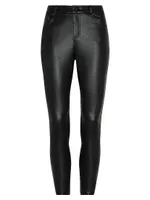 Mid-Rise Faux Leather Skinny Pants