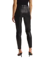 Mid-Rise Faux Leather Skinny Pants