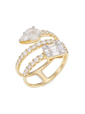 14K Yellow Gold & Multi-Cut 1.67 TCW Diamond Wraparound Ring