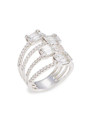 14K White Gold & Multi-Cut 1.70 TCW Diamond Openwork Ring