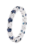 14K White Gold, Diamond, & Sapphire Eternity Band