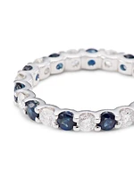 14K White Gold, Diamond, & Sapphire Eternity Band