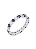 14K White Gold, Diamond, & Sapphire Eternity Band