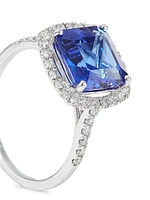 14K White Gold, Tanzanite & Diamond Ring