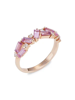 14K Rose Gold, Pink Sapphire & Diamond Ring