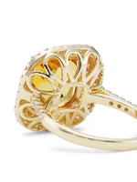 14K Yellow Gold, Citrine & Diamond Cushion Ring