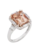 Two-Tone 14K Gold, Morganite & Diamond Ring