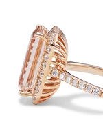 14K Rose Gold, Morganite & Diamond Ring