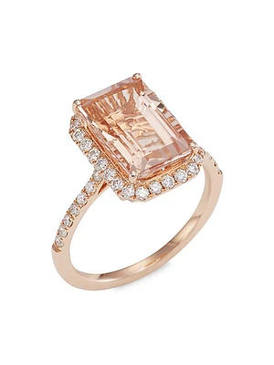 14K Rose Gold, Morganite & Diamond Ring