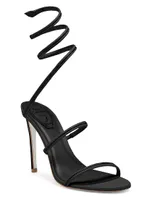 Cleo Leather Embellished Wraparound High-Heel Sandals