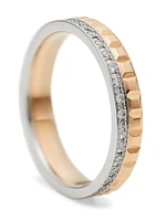 Quatre Radiant Edition Clou De Paris Two-Tone 18K Gold & 0.24 TCW Diamond Wedding Band