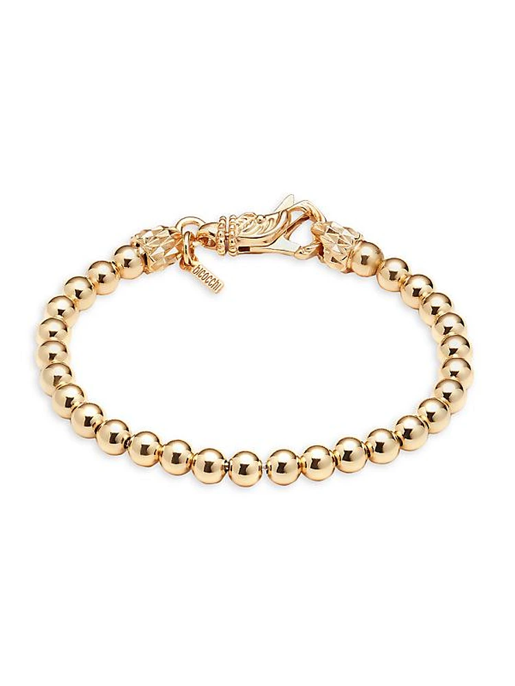 Unisex Gold-Plated Sterling Silver Beaded Bracelet