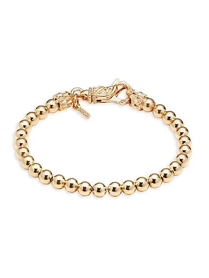 Unisex Gold-Plated Sterling Silver Beaded Bracelet