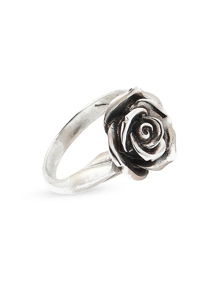 Unisex Rose Sterling Silver Ring