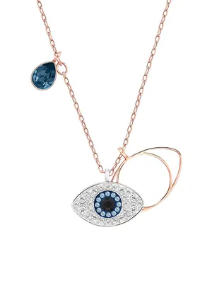 Evil Eye Swarovski Crystal Rose Goldplated Symbolic Evil Eye Pendant Necklace