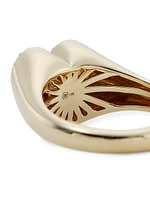 14K Gold & Diamond Heart Signet Ring