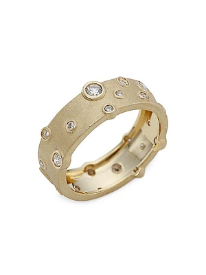 14K Yellow Gold & Diamond Anniversary Cigar Ring