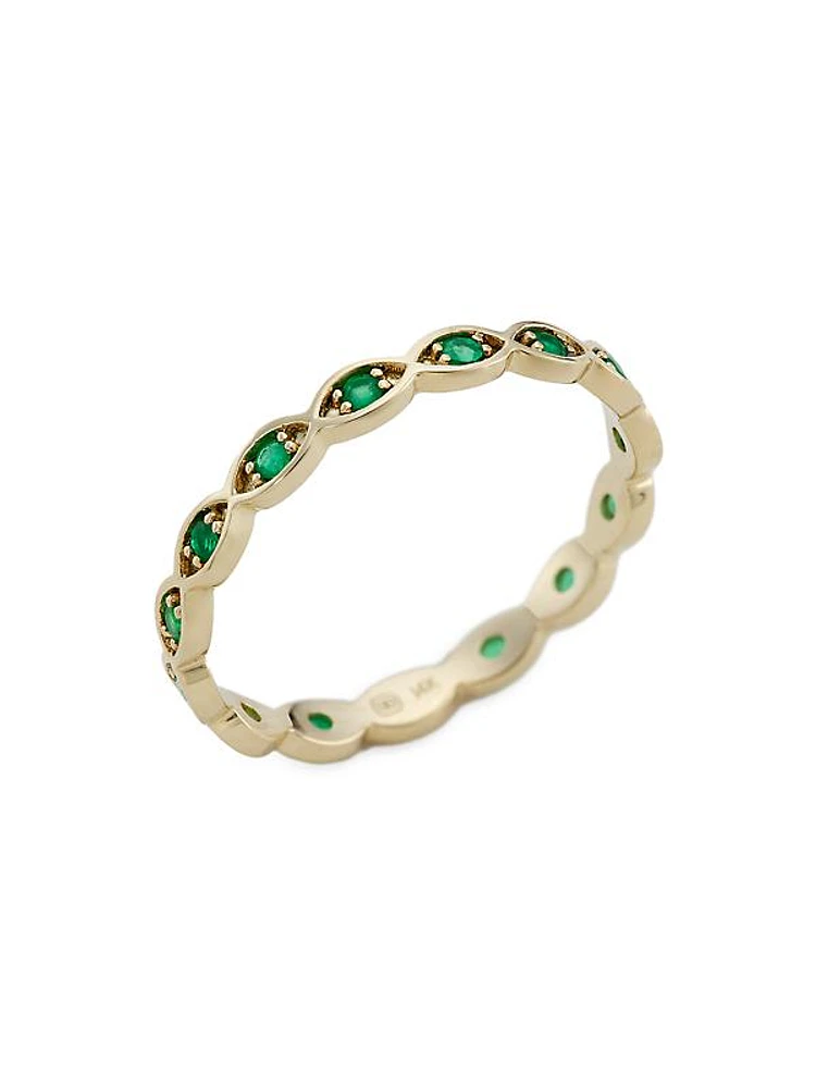 14K Yellow Gold & Emerald Eternity Band