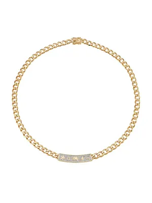 Luck Icons 14K Yellow Gold & Diamond Bar Necklace