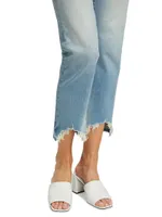 River High-Rise Distressed Stretch Straight-Leg Jeans