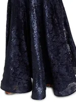 V-Neck Brocade Gown