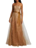 Strapless Sequin-Embellished Gown