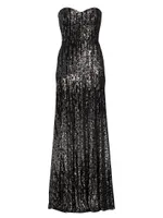 Strapless Sequined Gown