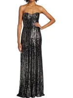 Strapless Sequined Gown