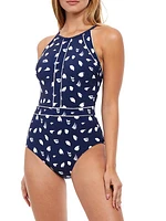 Feather-Print One-Piece Swimsuit