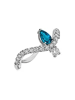 Mirage 18K White Gold, Diamond & Blue Topaz Ring