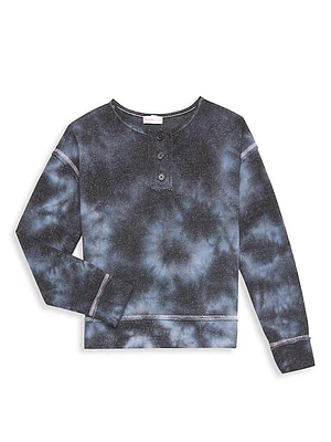 Girl's Metallic Tie-Dye Long-Sleeve Top