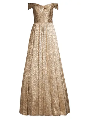 Metallic Off-The-Shoulder Gown