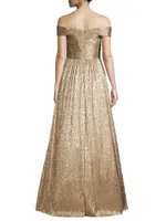 Metallic Off-The-Shoulder Gown