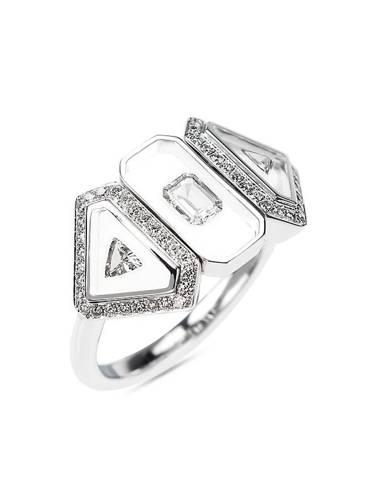 Universe 18K White Gold, Diamond & Enamel Invisible Ring