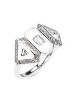 Universe 18K White Gold, Diamond & Enamel Invisible Ring