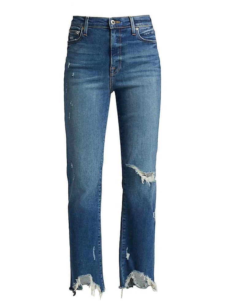 River High-Rise Distressed Stretch Ankle Crop Jeans