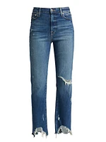 River High-Rise Distressed Stretch Ankle Crop Jeans