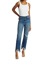 River High-Rise Distressed Stretch Ankle Crop Jeans