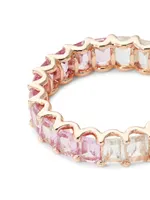 14K Rose Gold, Pink Sapphire & White Topaz Eternity Band