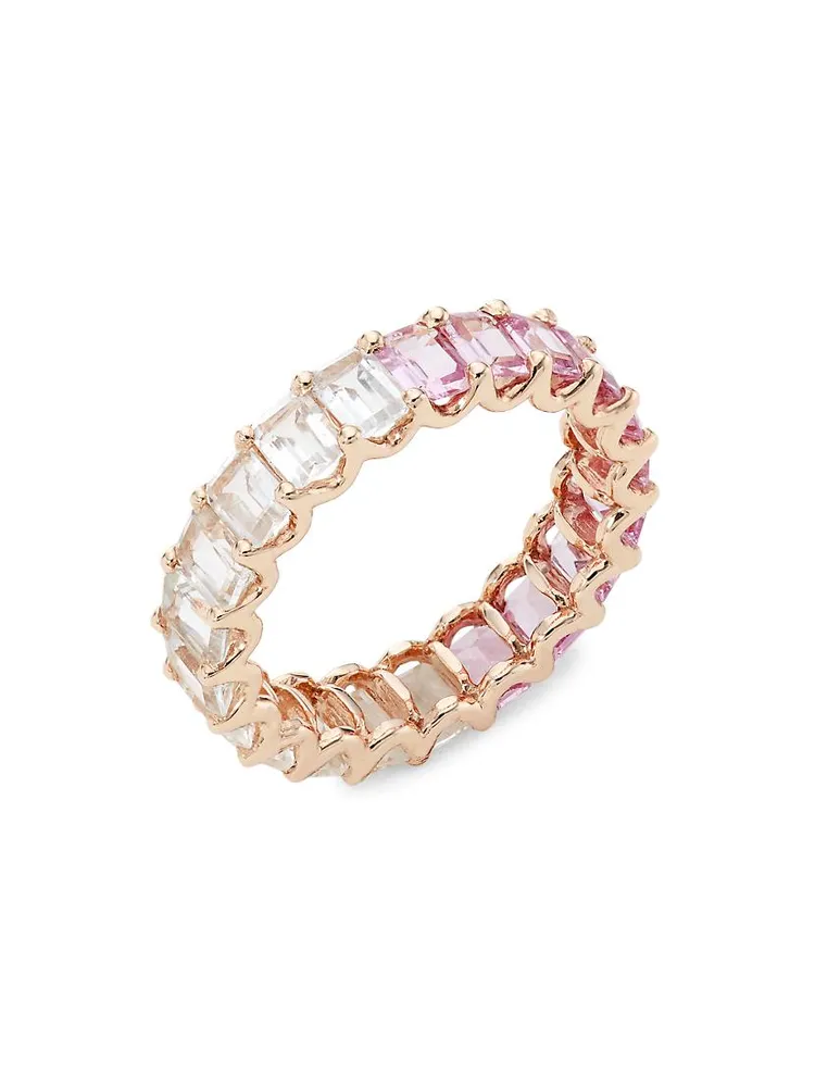 14K Rose Gold, Pink Sapphire & White Topaz Eternity Band